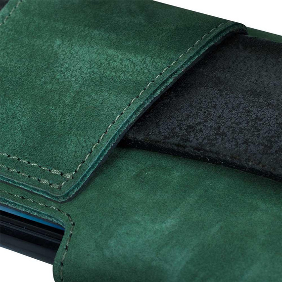 Kabura na pasek skórzana Belt Case - Nubuk Ciemny Zielony