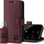 Skórzane etui na telefon RFID Wallet case - Burgund - Łapa czarna - TPU Czarne