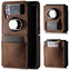 Etui skóra naturalna Back Case z uchwytem na palec - Ornament Brązowy - TPU Czarne