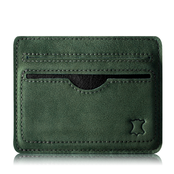 Slim Card Wallet Etui Skórzane Małe - Zielony