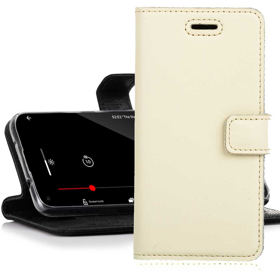 Skórzane etui na telefon Wallet case - Pastel Żółty - TPU Transparentne